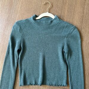 Teal Ribbed Knit Women's Top